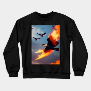 The Burning Bird Flying In Sky. Crewneck Sweatshirt